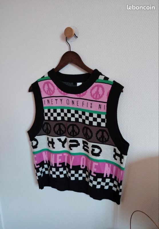 Gilet Loose En Angora Noir – Très Doux Et Poilu, Taille XL, Neuf Sans étiquette