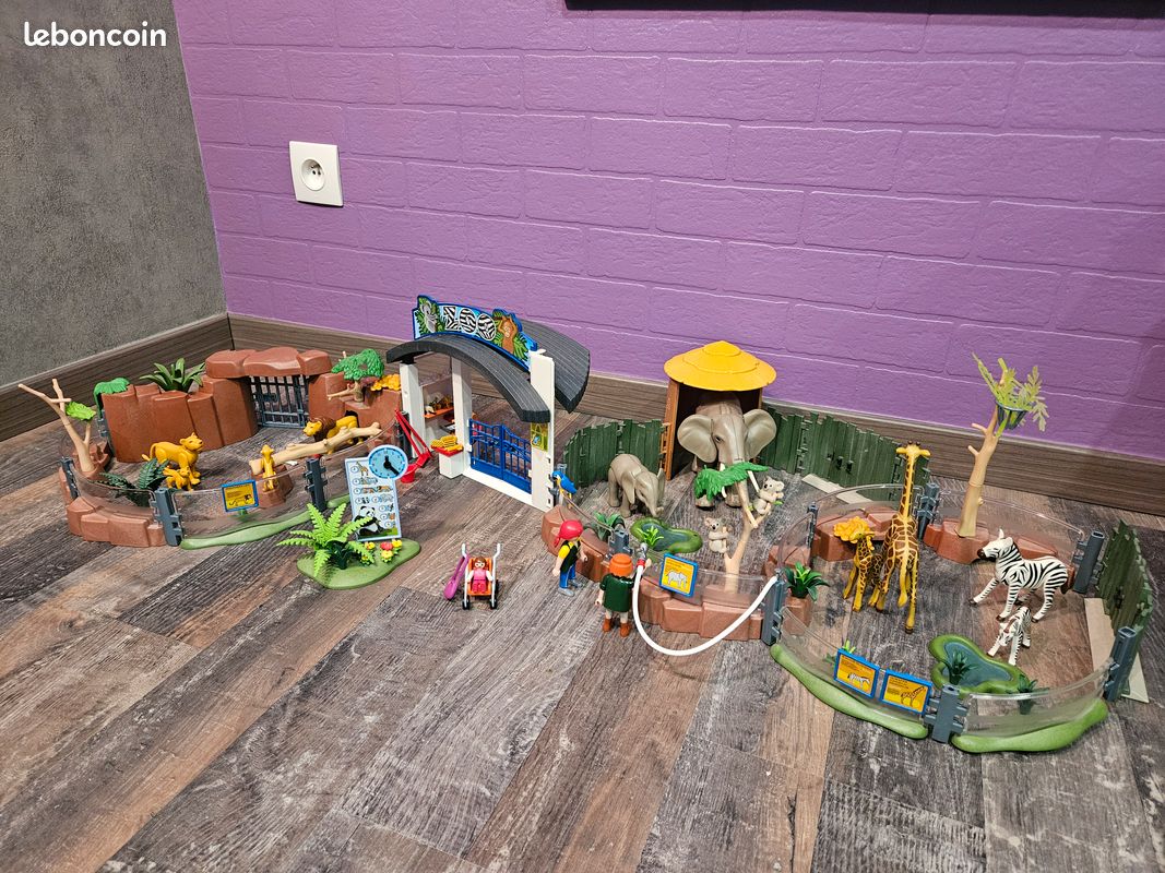 Lot Playmobil 4850 - Entrée De Zoo Avec Portail, Comptoir Et Serrure - Occasion Très Bon état