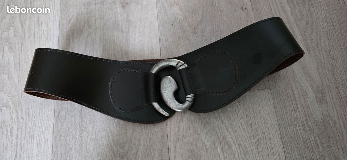 Ceinture large pur cuir T80 marron FORMUL (image 2)