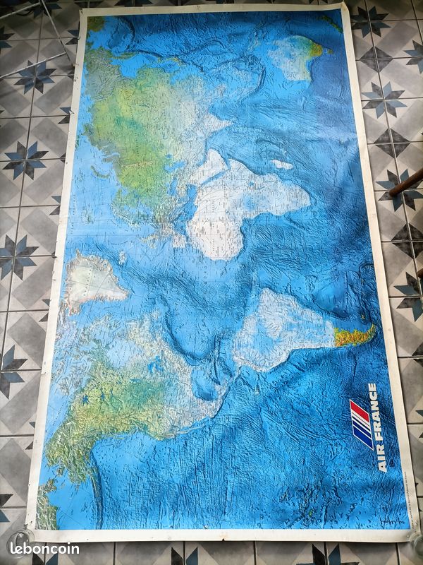 Planisphère mural Air France signé M.MOREL (image 3)