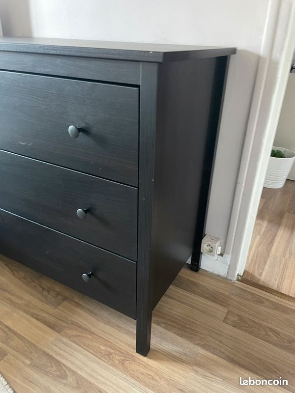 Commode IKEA KOPPANG 3 tiroirs brun noir 90x83 cm – Très bon état​ (image 5)