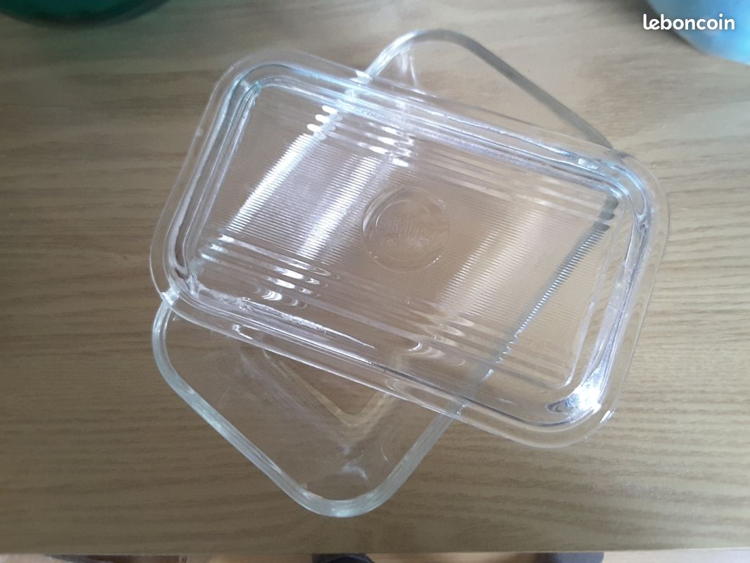 Beurrier Ancien En Verre Duralex – Made In France, Forme Rectangle, Vintage Transparent