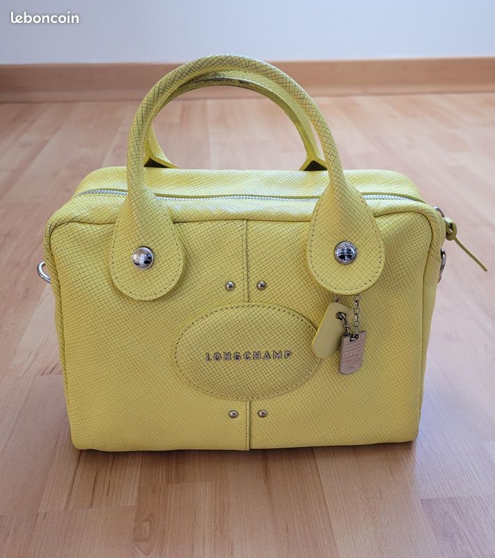 Sac à main cuir jaune quadri LONGCHAMP Accessoires Bagagerie