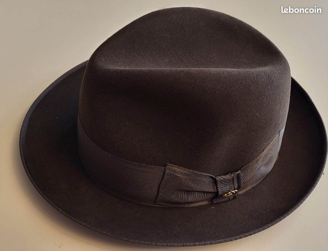 Chapeau marron vintage Huckel forme fedora taille 54 comme neuf (image 1)