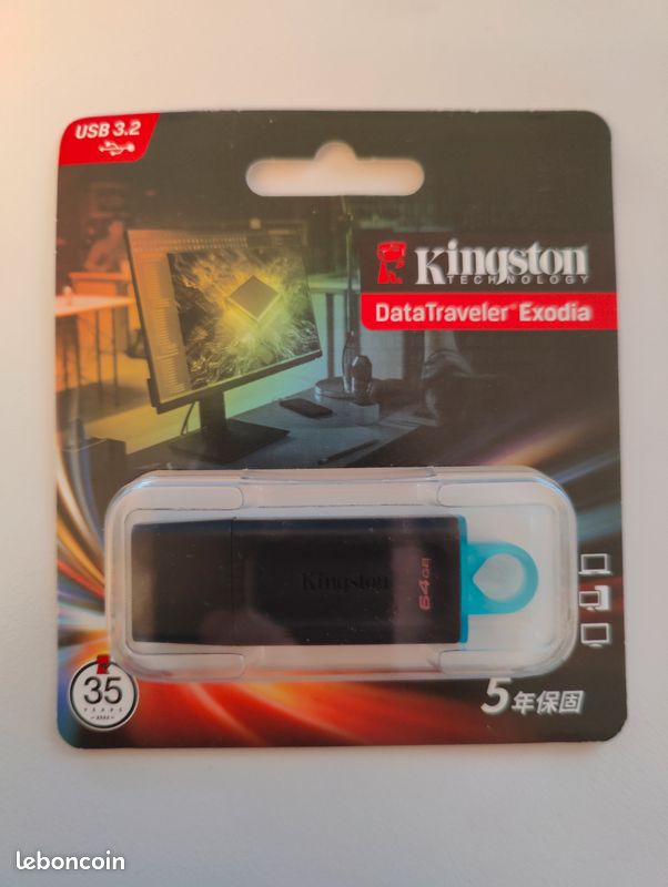 Clé USB 3.2 Kingston DataTraveler Exodia 64Go neuve - Accessoires informatique