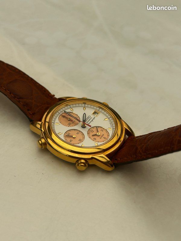 Montre Seiko Chronographe Oversize Vintage - Modèle 7T32 7A70 - Parfait état