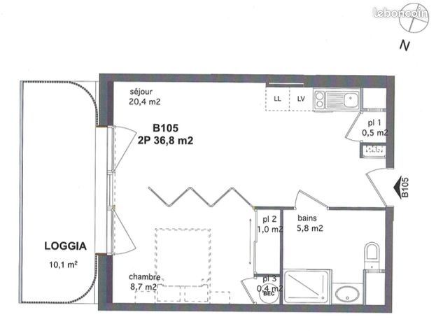Appartement 2 pièces 37 m² · à Reims · 36,8 m² · 560 €/mois