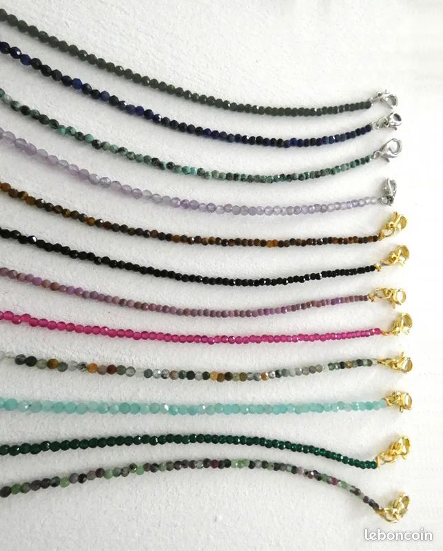 Collier fin perles naturelles femmes, véritable pierres , multicolore, ras de cou neufs (image 2)