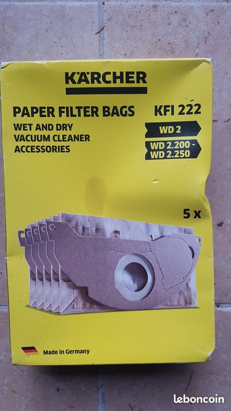 Lot De 15 Sacs Filtrants Papier Pour Aspirateur Karcher WD2, MV2, A2004, A2054, WD 2.200 - Rechange Compatible 6.904-322.0