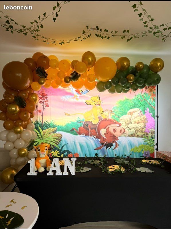 Toile De Fond Anniversaire Le Roi Lion 150x100 Cm - Simba Jungle Garçon - Décoration Photo Fête Thème Lion King