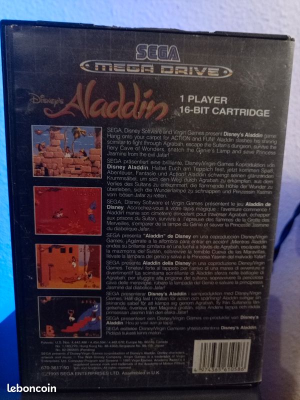 Jeu Aladdin Sur Sega Mega Drive / 32X - Pas De Notice, Bon état, PAL