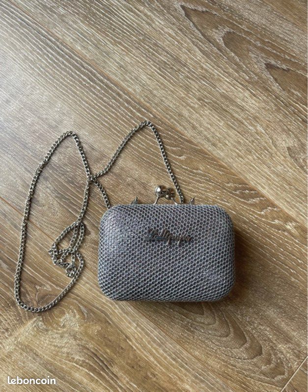 Sac Cartable Lollipops Verni Gris Pourpre – Faux Cuir, Doublure Tissu, Style Jour