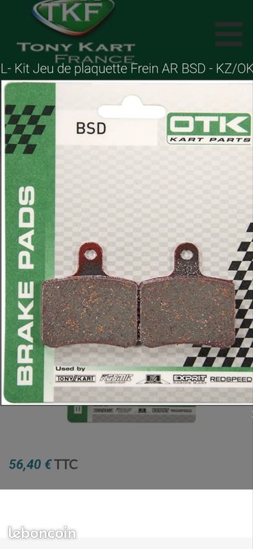 Plaquettes De Frein OTK Pour Tony Kart Alonso Kosmic Esprit 2017-2022 - Qualité Premium STONEDER