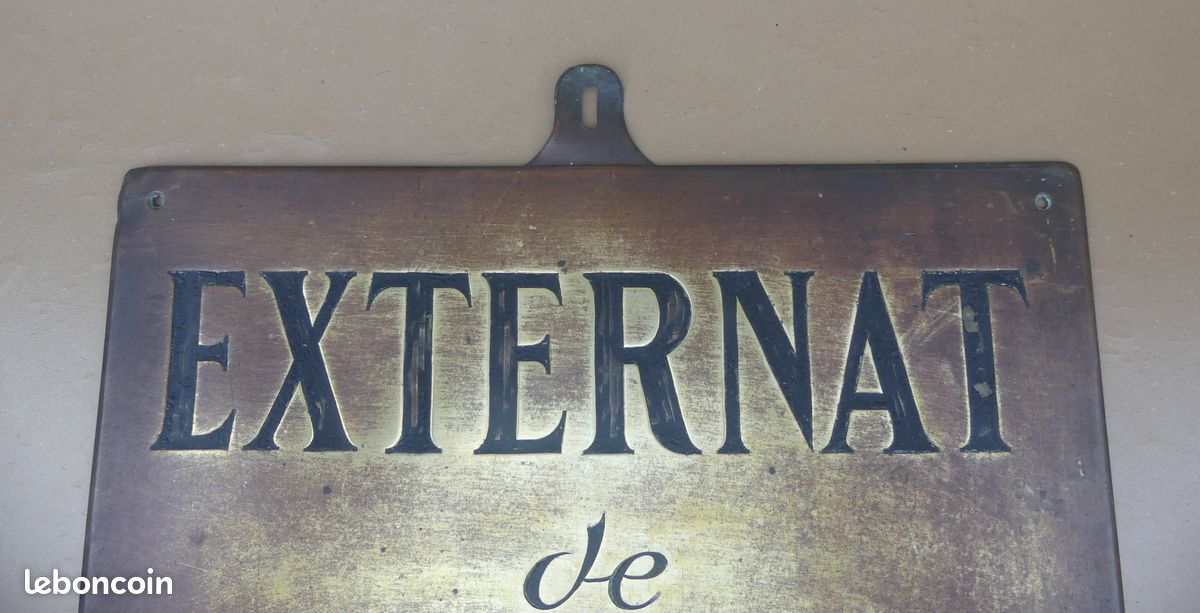 Ancienne plaque "Externat de garçons" laiton vintage déco école publique (image 2)