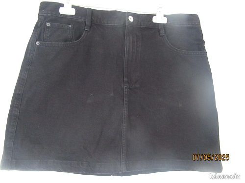 Jupe Crayon En Denim Noir Camaïeu - Taille 44 - Genou - état Impeccable