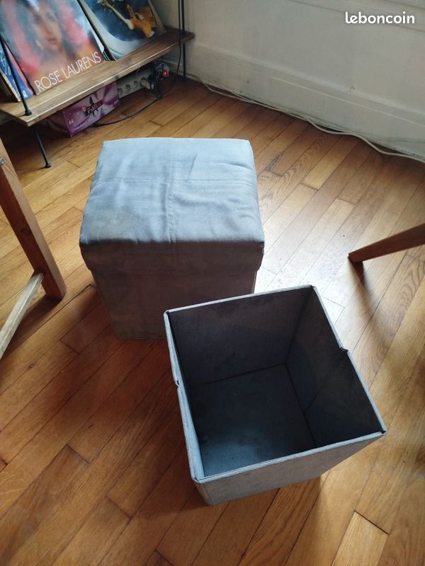 Pouf rangement pliable + poubelle (image 1)