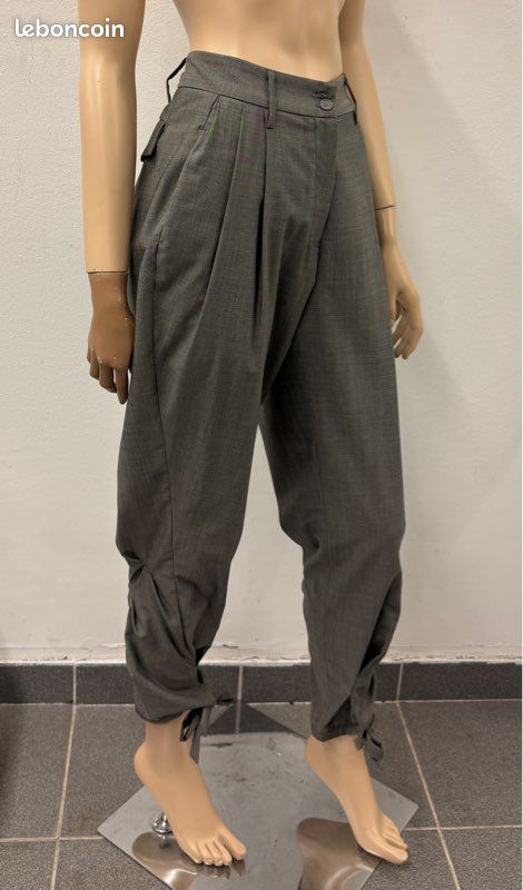 Pantalon Gris à Rayures Marithé+François Girbaud - Taille 36 - Coton - État Très Bon - Occasion
