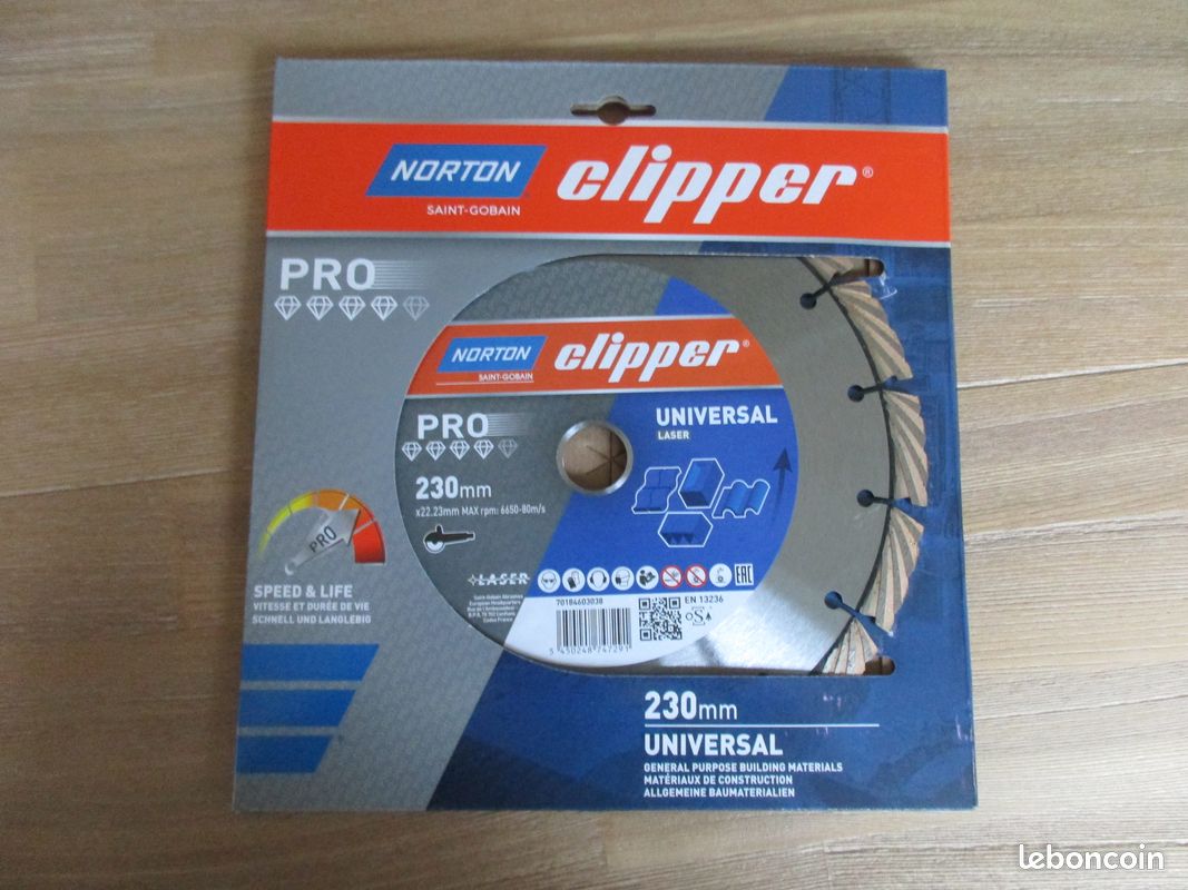 Disque diamant NORTON CLIPPER PRO UNIVERSAL LASER 230 mm (image 1)