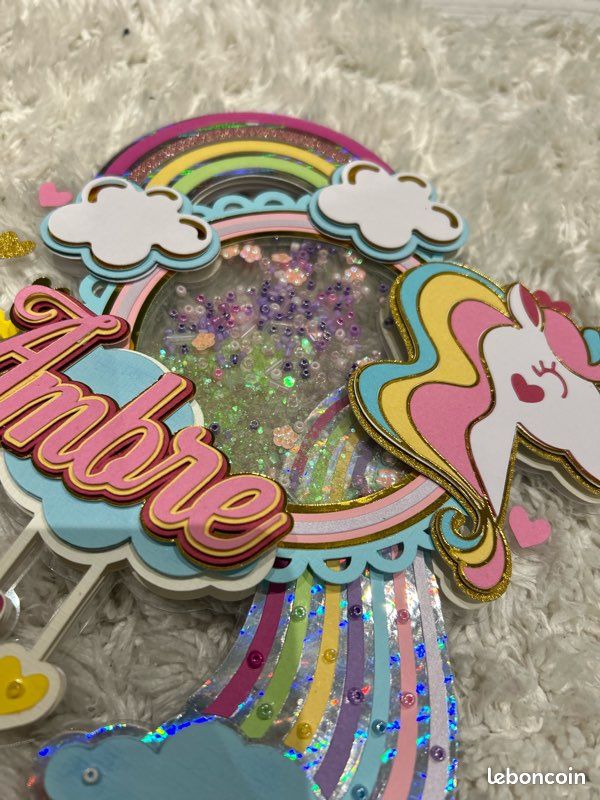 Décoration De Gâteau Ronde De 19 Cm - Motif Licorne - Violet - Glaçage