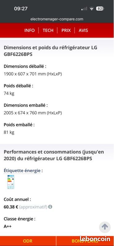 Frigo LG A++ (image 5)