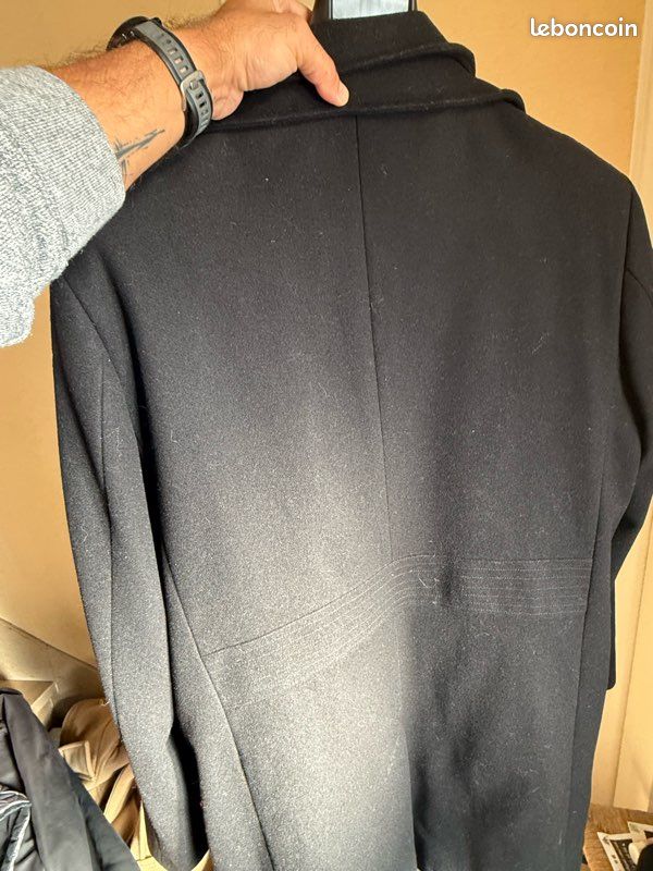 Manteau Long 3/4 Noir OllyGan Taille XL - En Laine, Très Bon état (presque Neuf), Occasion
