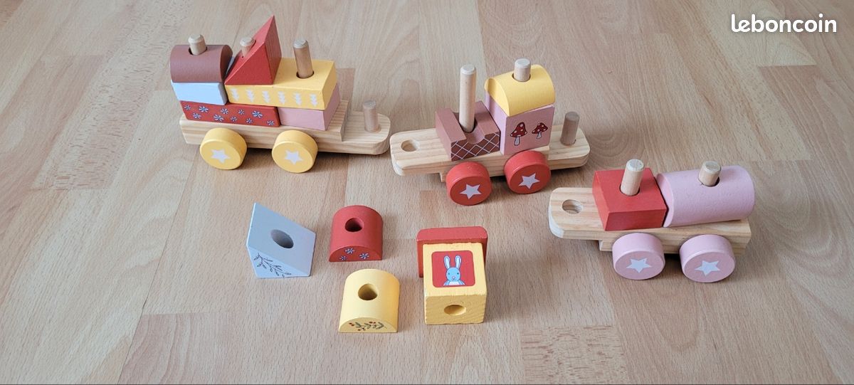 Train en bois à assembler cube à empiler jouet Playtive avec boite (image 4)