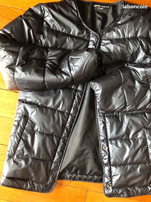 Veste doudoune marine col rond à pression très bon état Monoprix 10 ans (image 1)