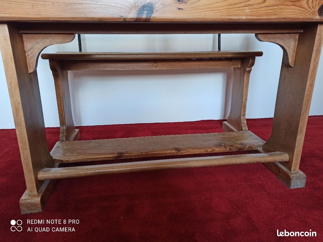 Bureau d'écolier en bois avec pupitre (image 4)