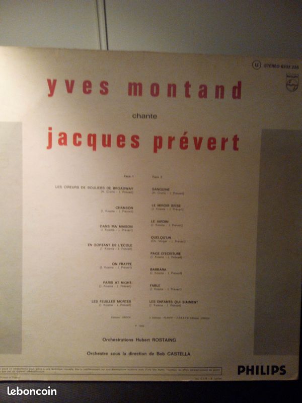 Montand chante Prévert disque vinyle d'occasion (image 2)