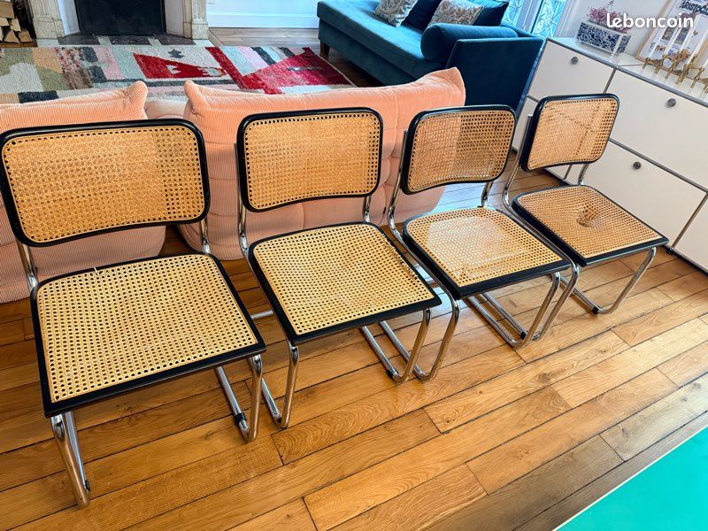 Lot 4 chaises vintage Marcel Breuer S 32 noires (image 9)