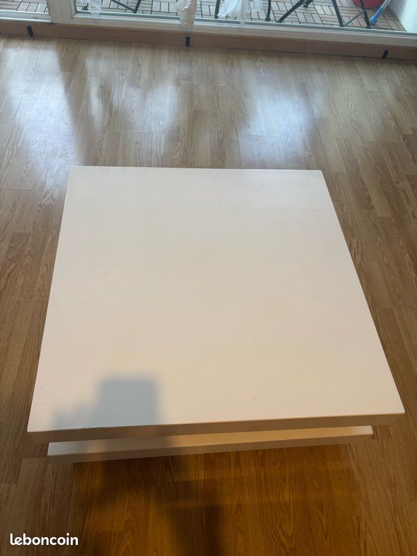 Table basse pivotante blanc laqué (image 1)
