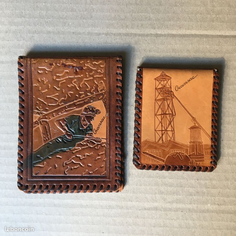 Porte-cartes Vintage En Cuir Marron - 9cm - Rétro - Occasion Très Bon état