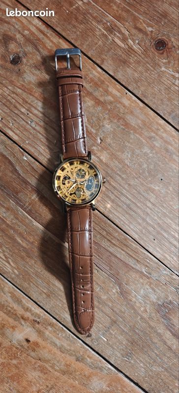 Montre Homme mécanique apparent Squelette Transparent Montres