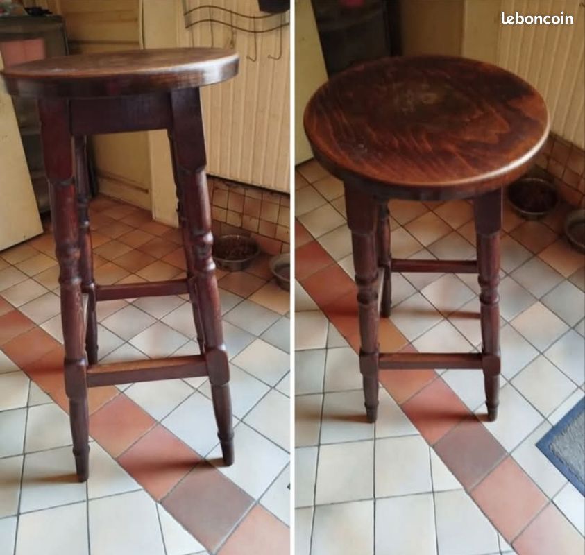 Tabouret en bois trace d'usure peut être poncer et repeint (image 1)
