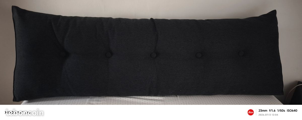 Coussin tête de lit - gris anthracite pour un lit 160 cm (image 3)
