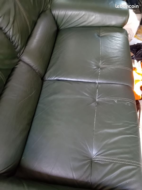 Vends canapé cuir vert (image 5)