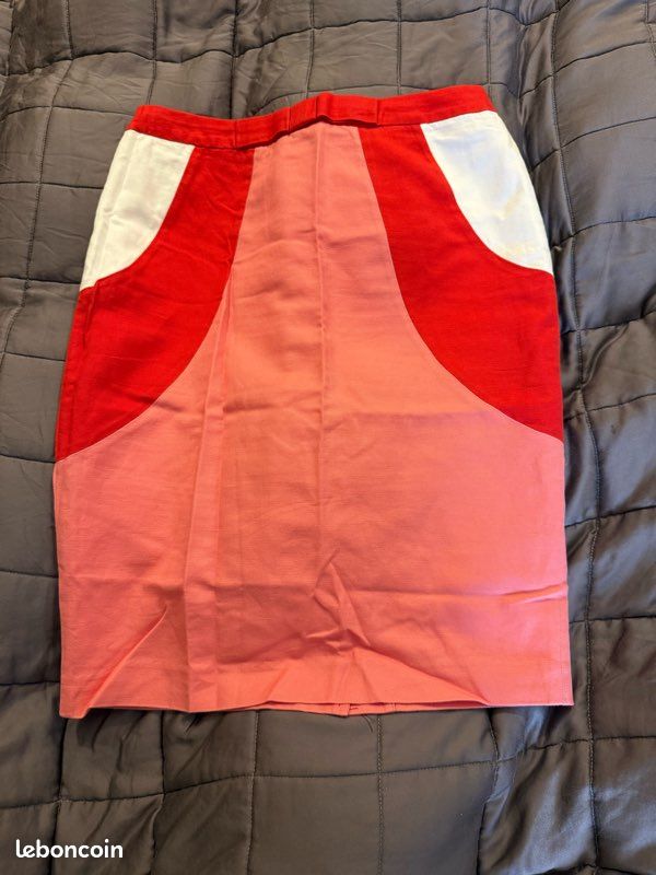 Jupe Crayon Boden Rouge à Fleurs - Femme Taille 12 - Longueur Genou - Parfait état