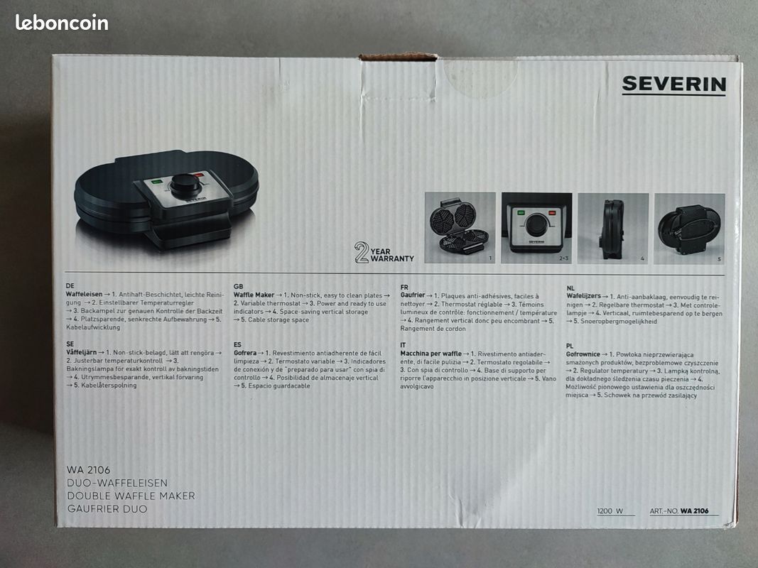 Gaufrier double Severin NEUF Électroménager