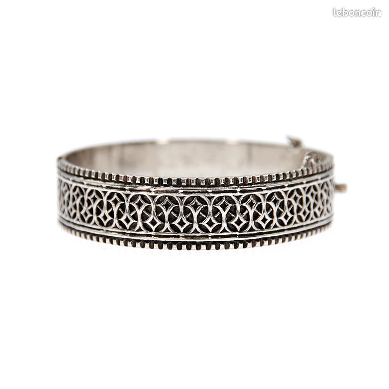 Bracelet jonc Touareg en Argent Motif Croix d'Agadez | Vintage Années 1970 à 1990 (image 7)