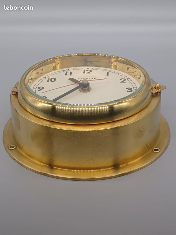 Cadran D'horloge Pendule Murale émaillé - Bords Laiton 3 Trous - Vintage