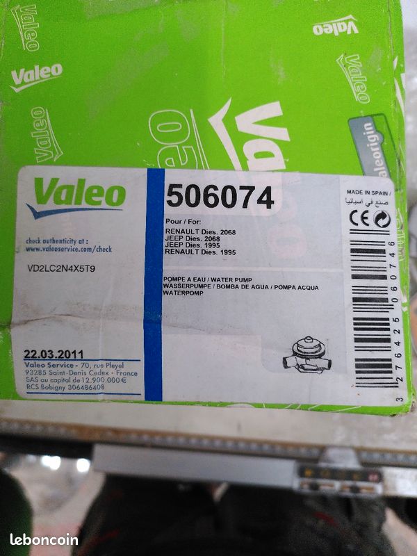 Pompe à Eau VALEO 506074 - Haute Performance, Avec Joints, Pour Circuit De Refroidissement Moteur