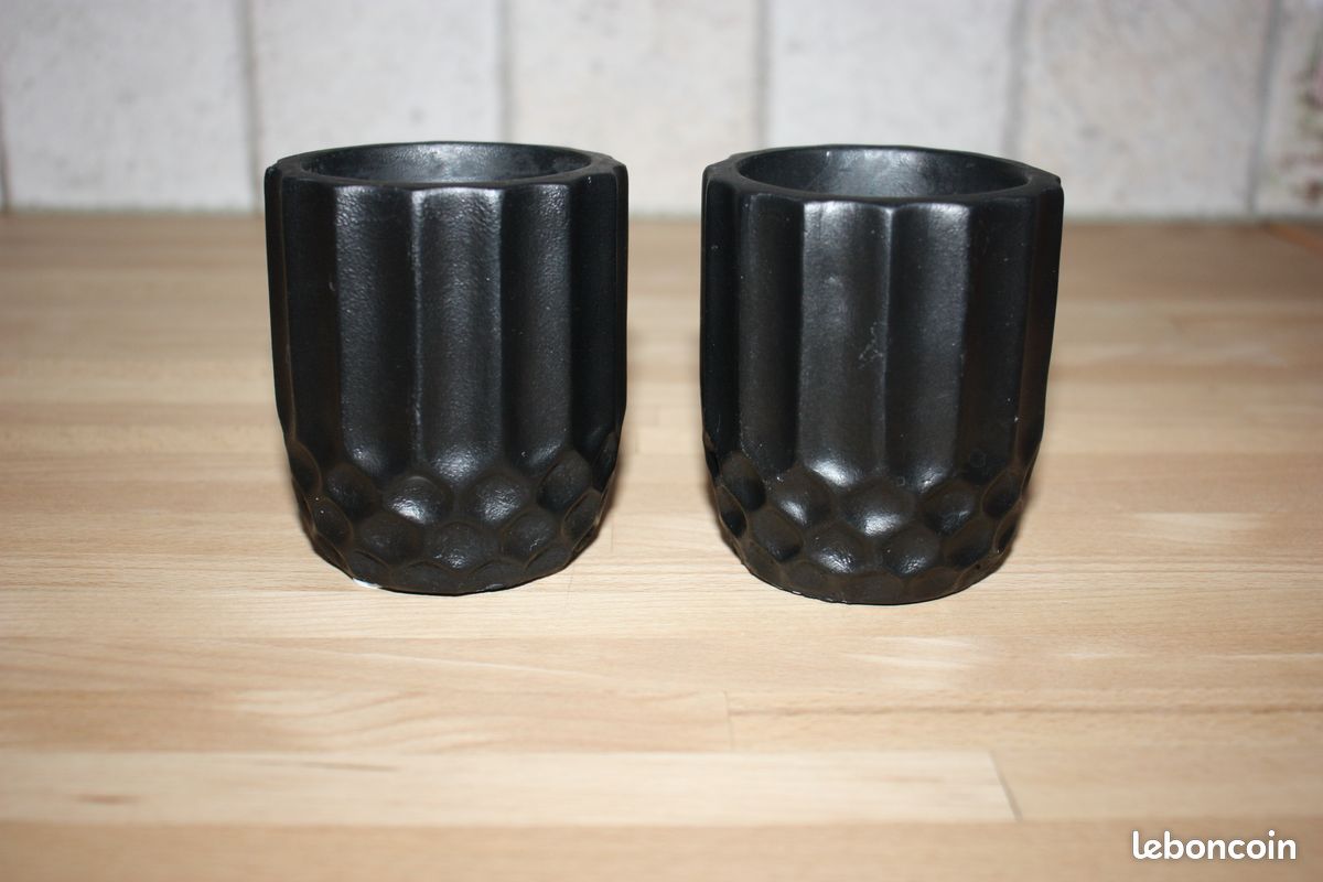 2 Petits cache-pot céramique noire plantes intérieur TBE (image 4)