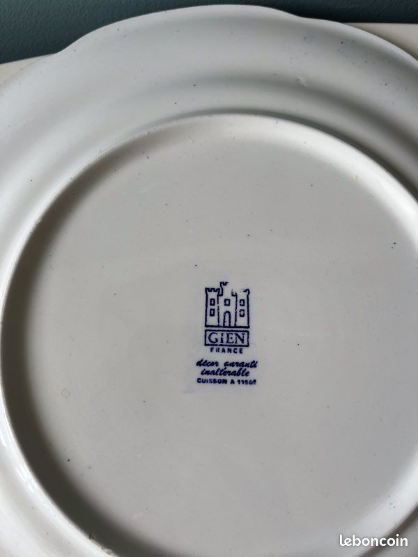 Support à Gâteaux Gien France - Faïence Bleu/blanc Ancienne, Vintage