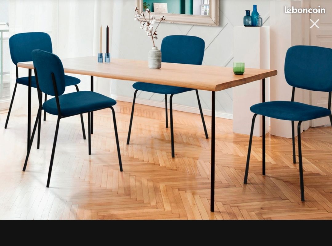 🚨 Lot de 4 Chaises neuves- bleu canard (image 1)