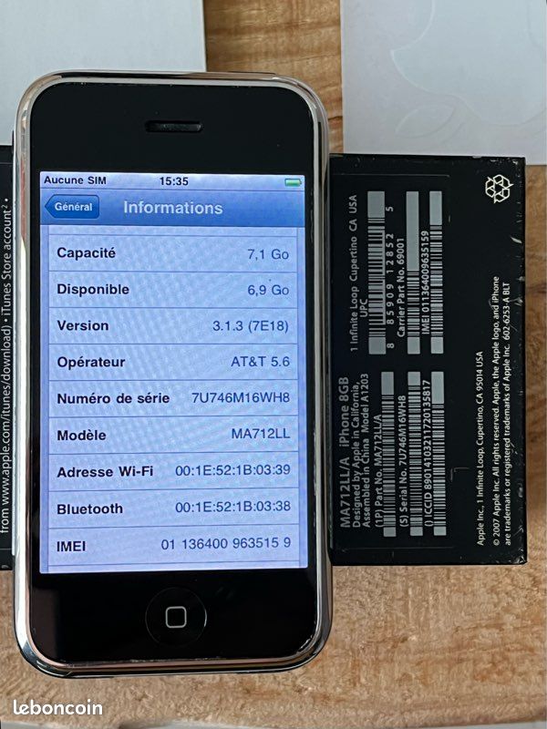 Iphone 2g edge v1 + boite d’origine complète 485 € en ance