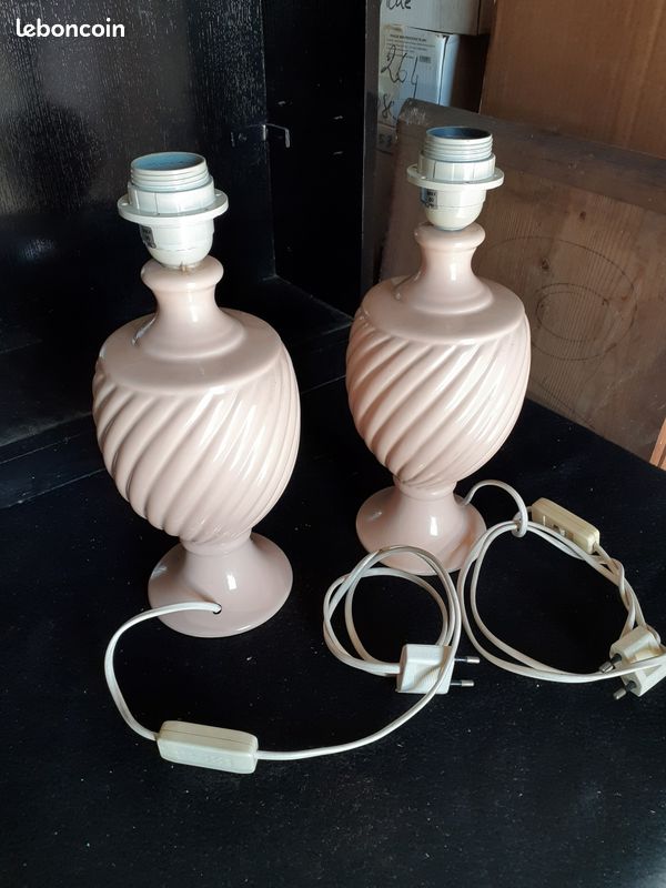 Lot de deux pieds de lampe vintage en céramique (image 1)
