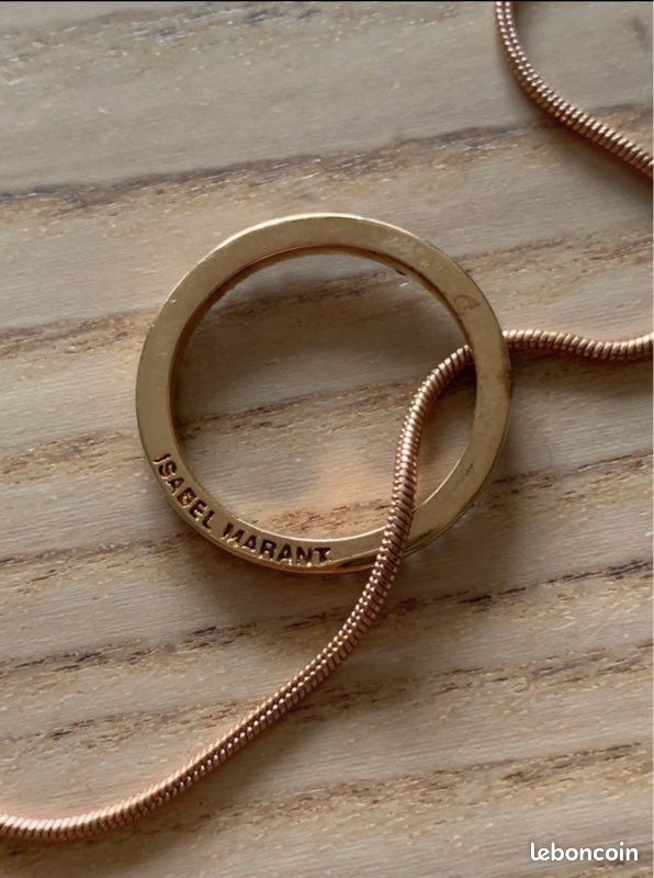 Collier Isabel Marant neuf en laiton rose et pendentif noir