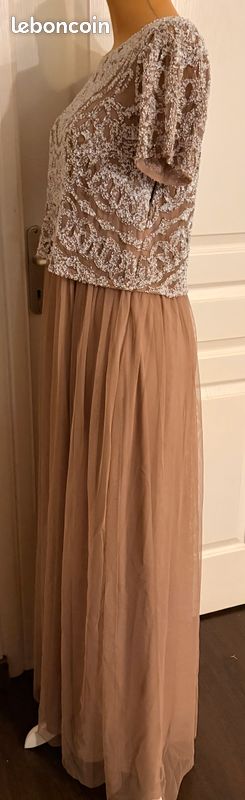 Robe de cérémonie longue Helline – NEUVE – Taille 40 – Beige Rose Poudré (image 5)