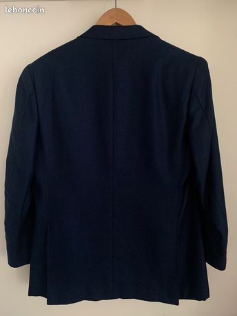 Veste Marine Francesco Smalto Taille 58 (XL) Avec Coudières - Crêpe Bleu, Occasion Excellent état