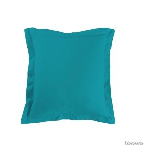 đđ·Lot 2 belles Taies d'oreiller bleu outremer-Neuves- 63cm x 63 cm volant plat & point bourdon-OekoTex-Coton 57fils (image 6)